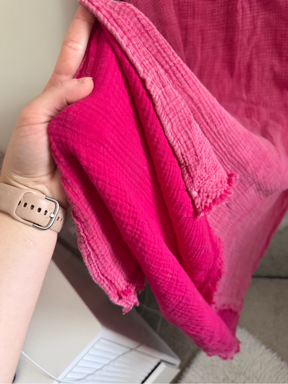 Umgee Hot Pink Gauze Midi Dress - Picture 5 of 7